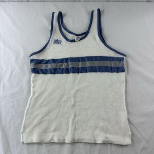 Vtg Bill Rodgers Blue White Knit Running Tank Top Men Size Large USA Made Boston